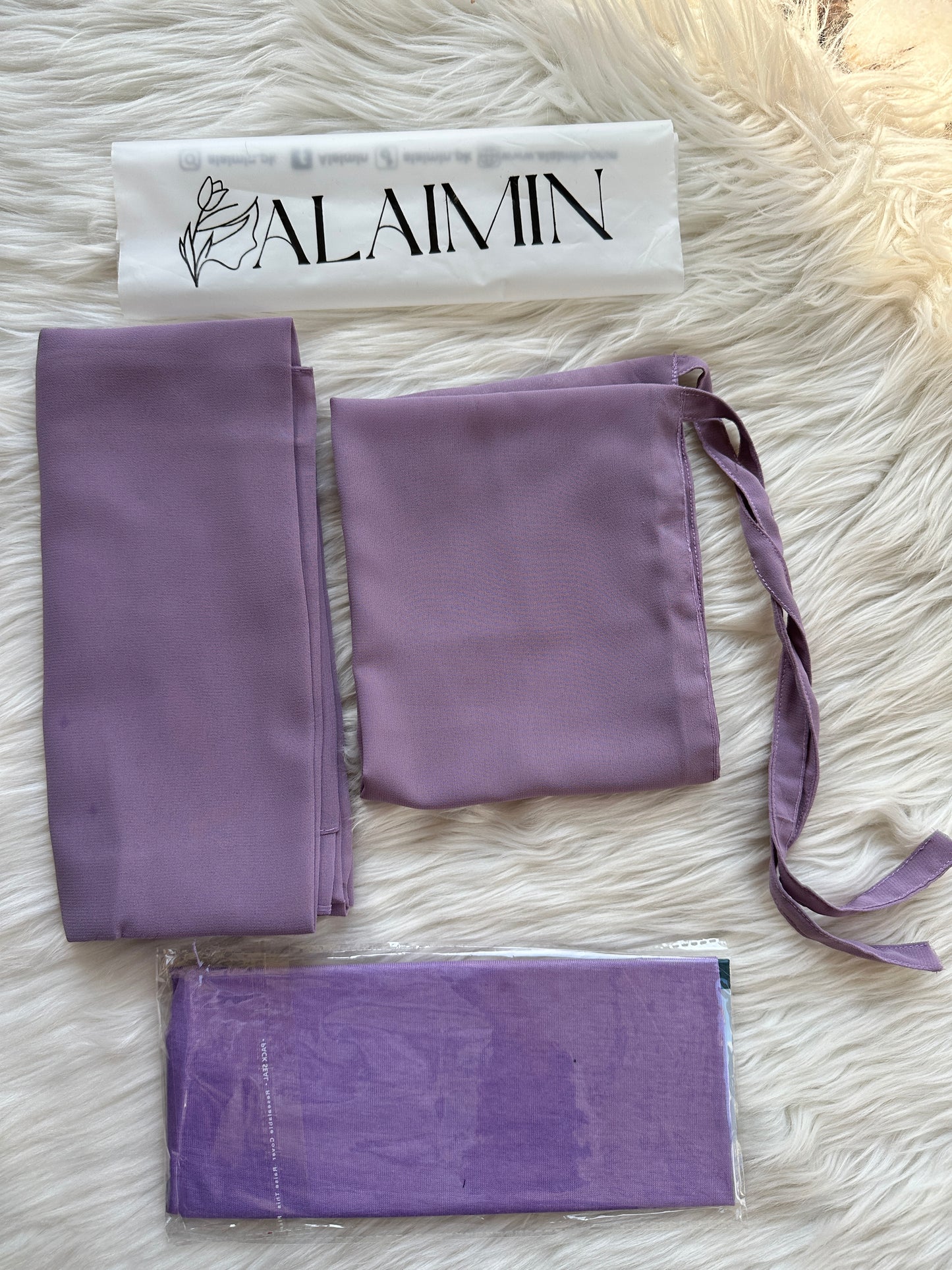 Plain Hijab, Matching Niqaab & Cap – Lilac Chiffon