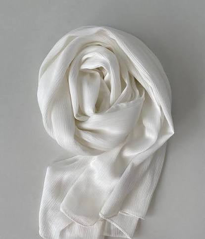 WHITE | PREMIUM CRINKLE SILK HIJAB
