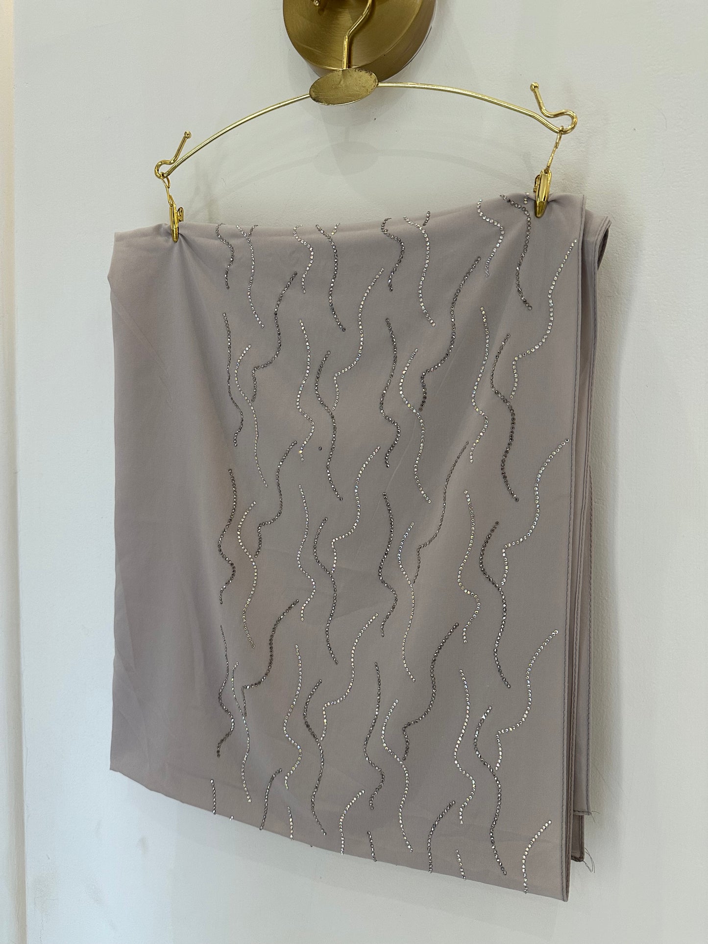 Light Grey Premium Fancy Stone Hijab