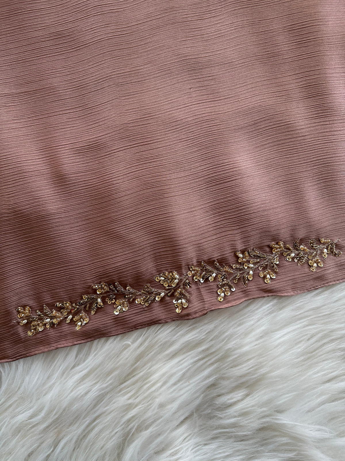 MEHR | FESTIVE HANDWORK LIGHT BROWN HIJAB
