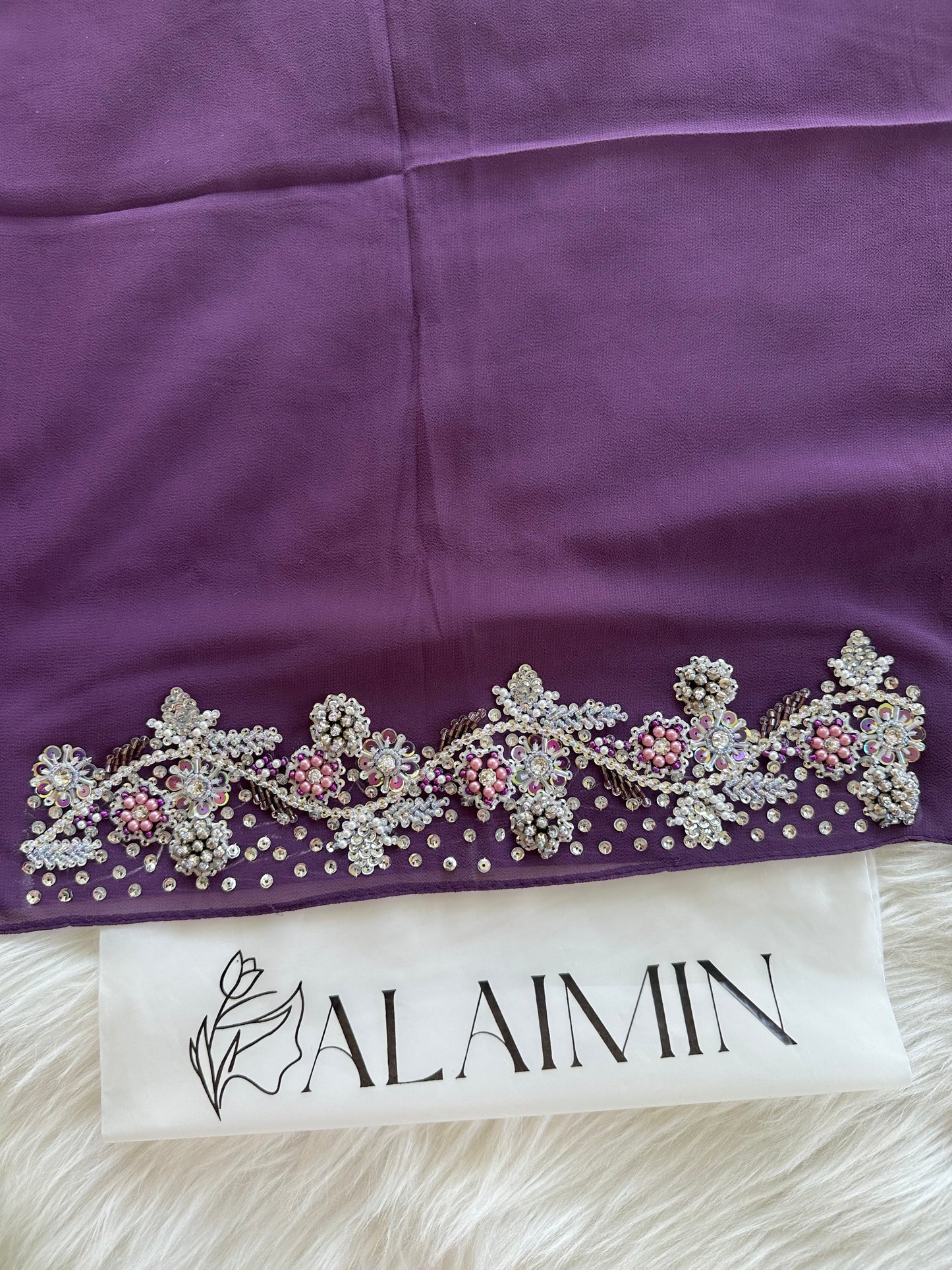 ANAYA| FESTIVE PARTY WEAR LUXURY HANDWORK PURPLE HIJAB