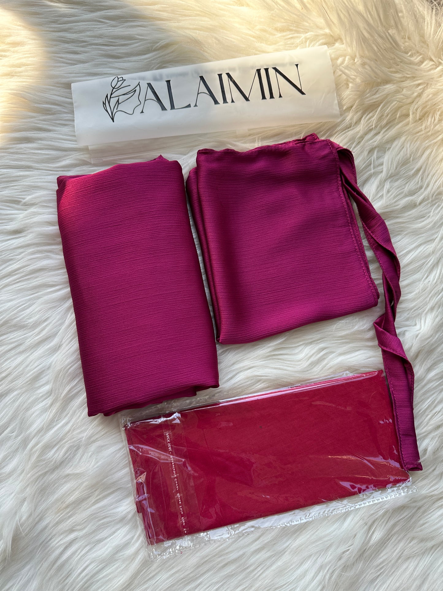 Plain Hijab, Matching Niqaab & Cap – Shocking Pink