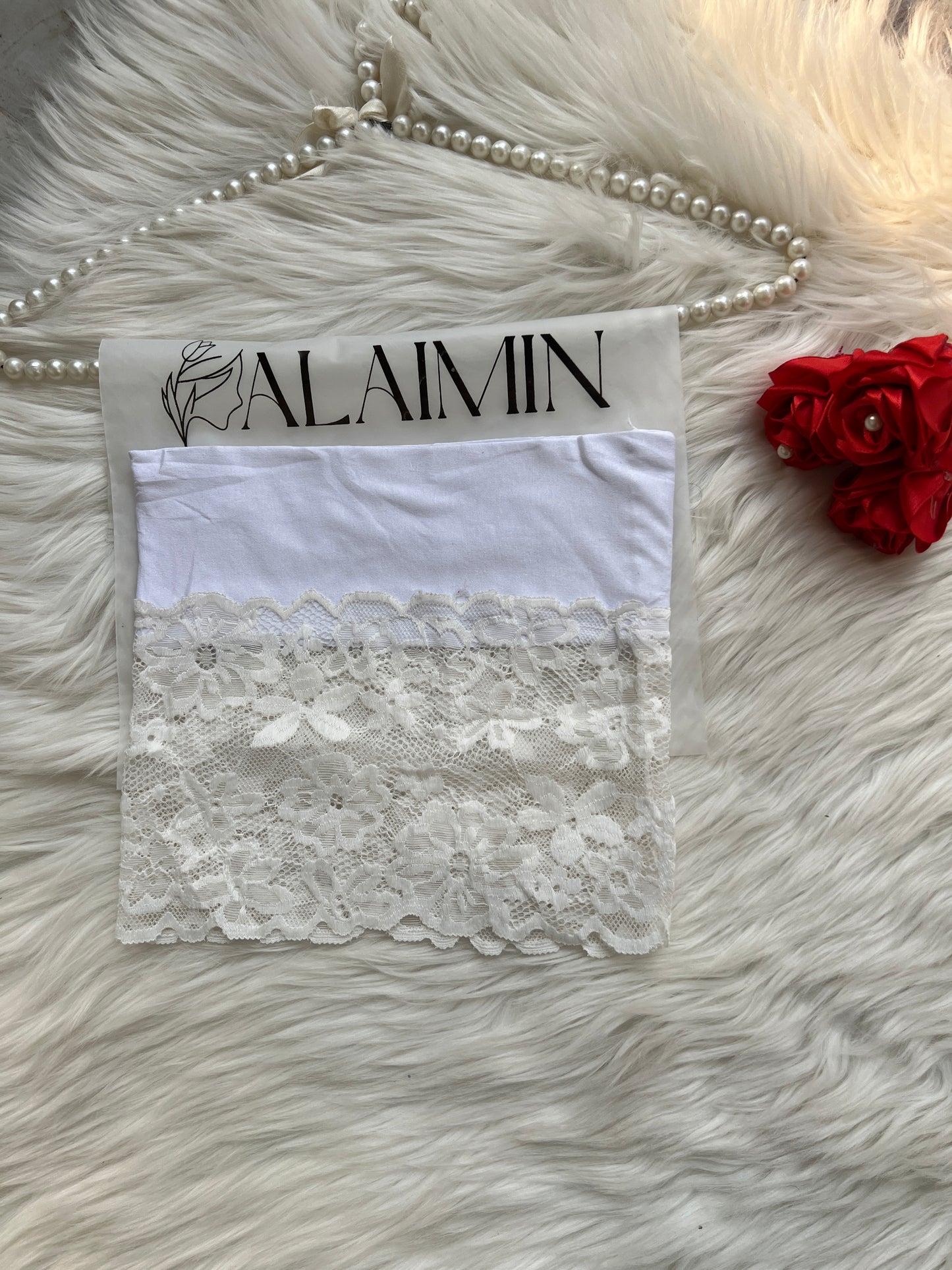 High-Quality Fancy Net Hijab Tube Cap White