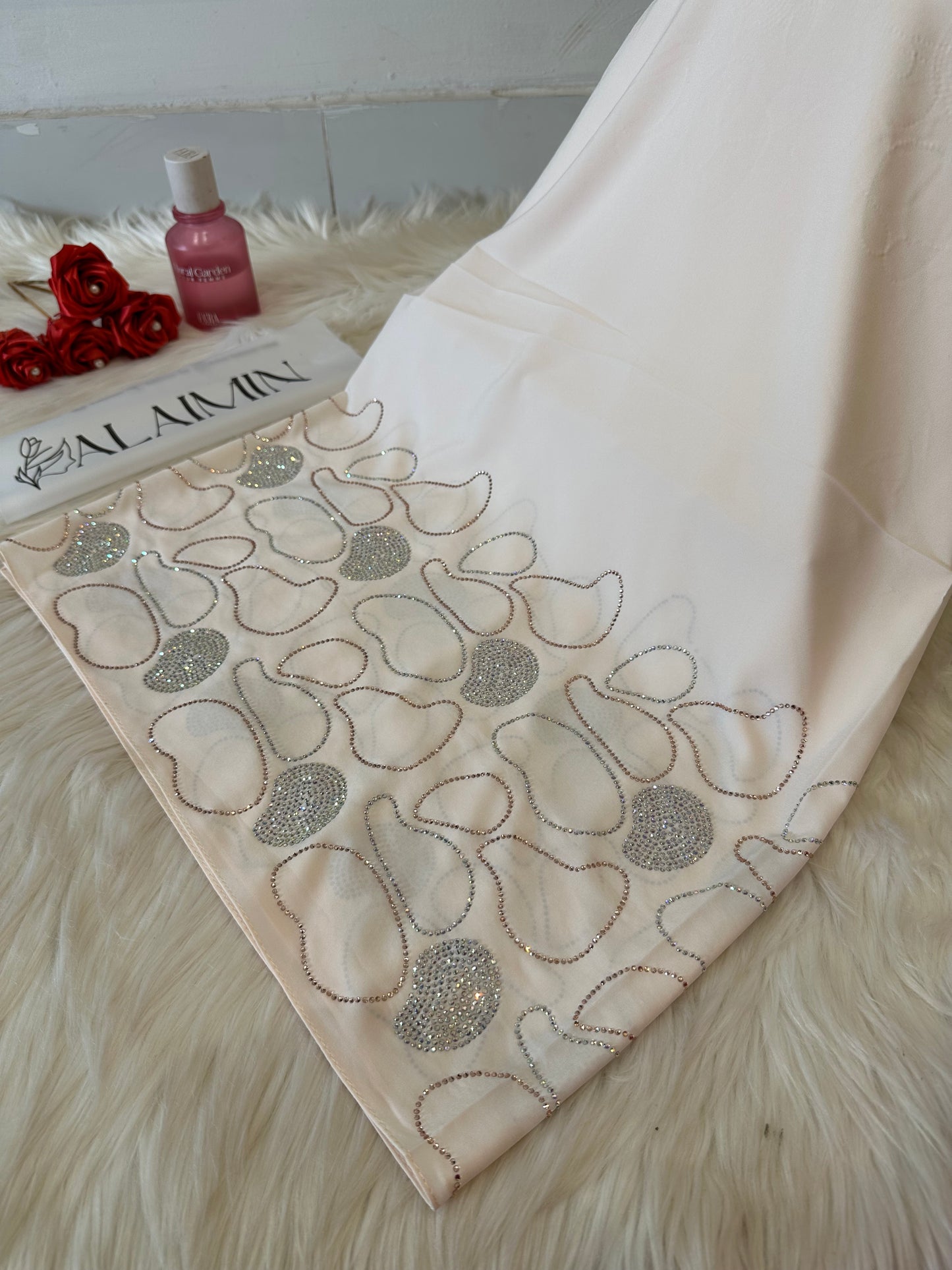 Ivory Cream Luxe Stone Hijab