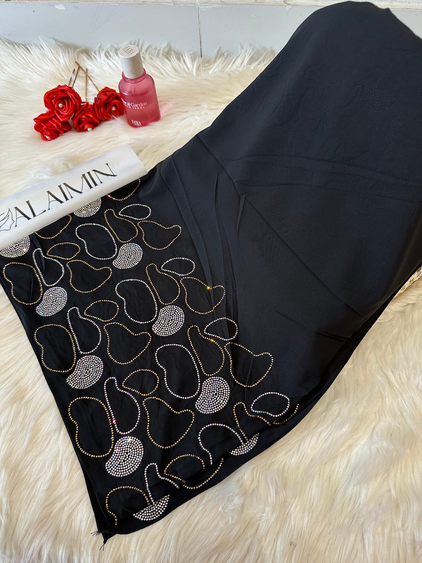 Classic Black Luxe Stone Hijab