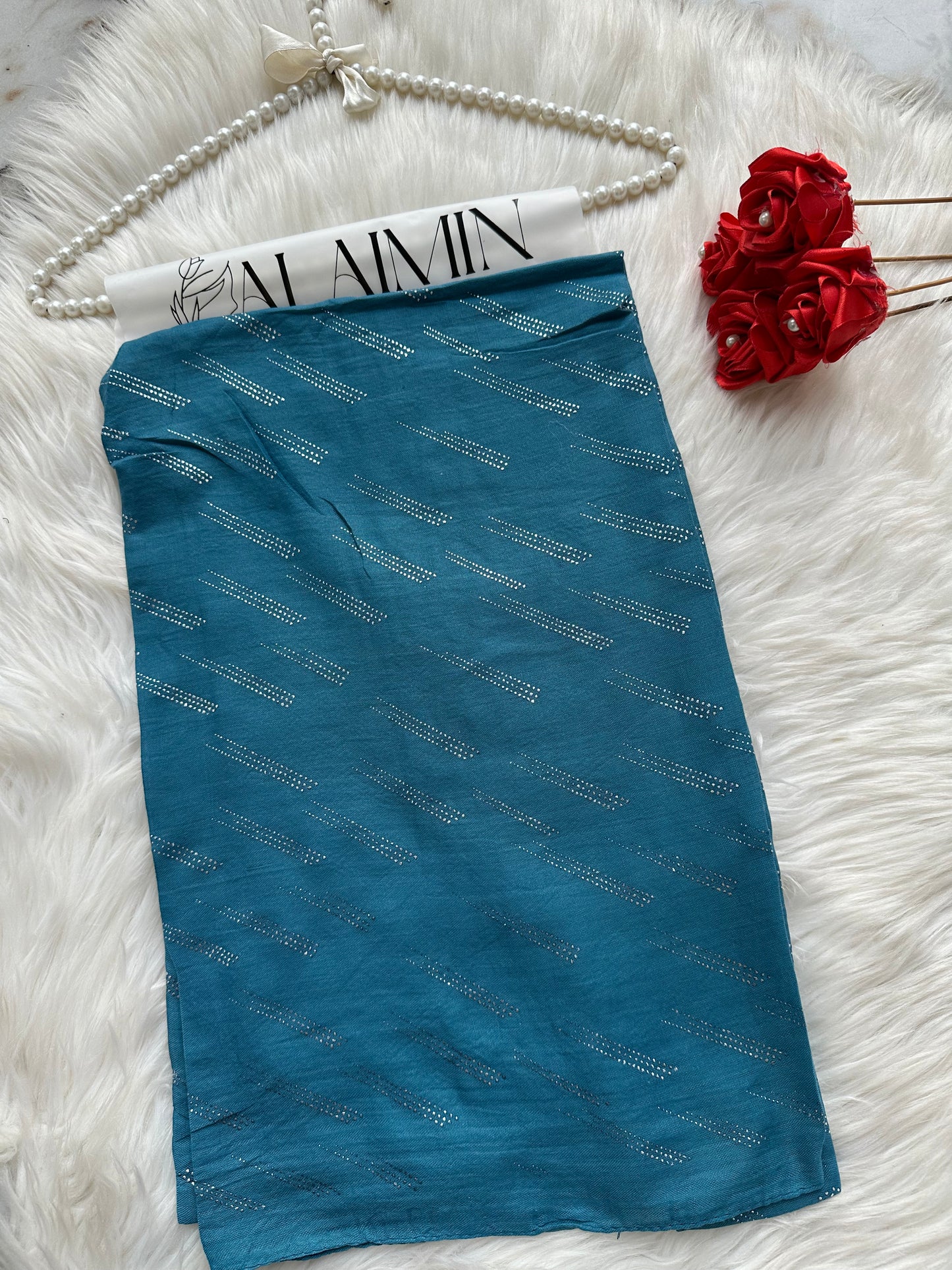 Dusty Zinc Blue Sparkle Dewdrop Fancy Summer Hijab