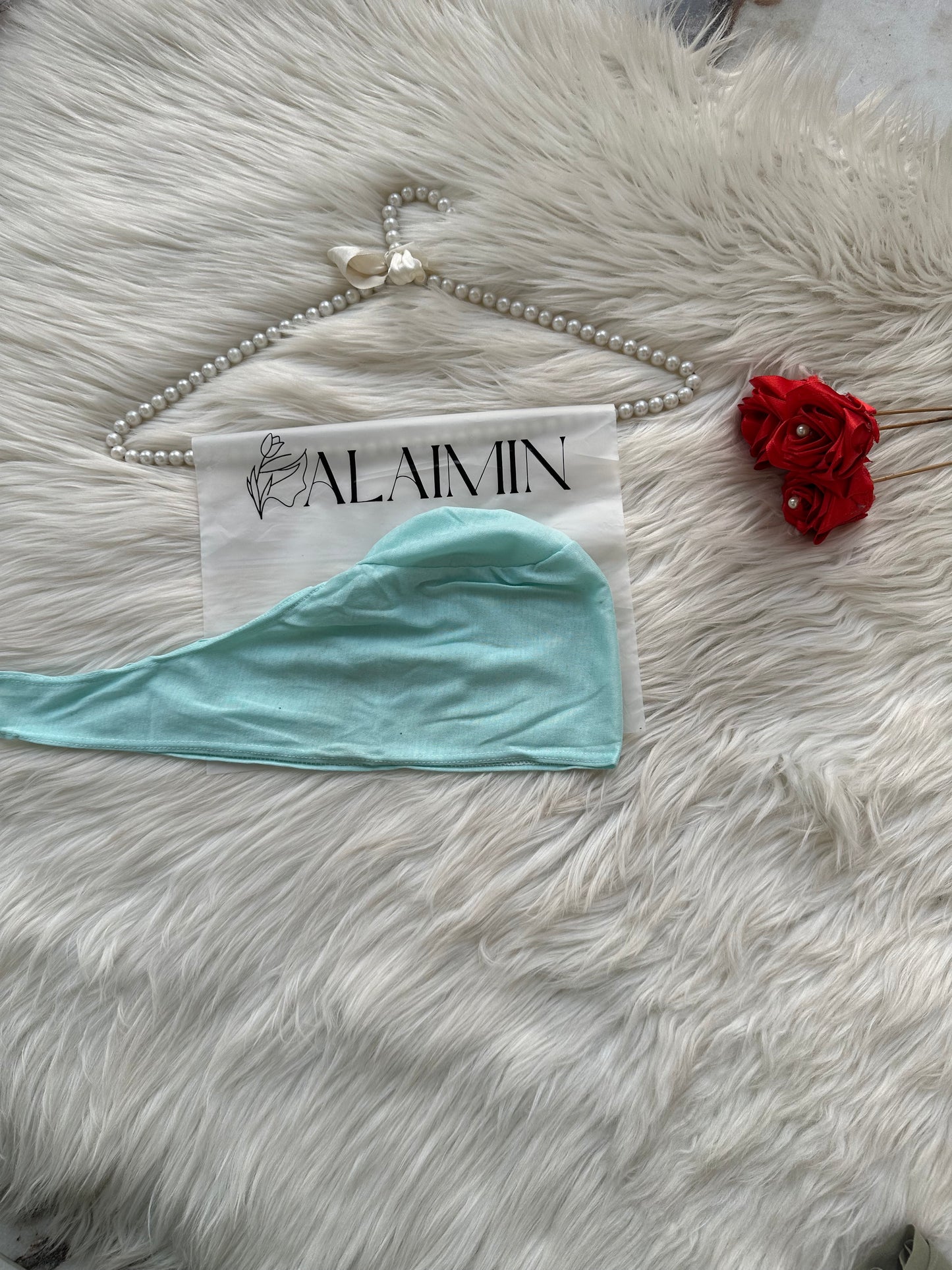 High-Quality Hijab Tie-Back Cap Aqua