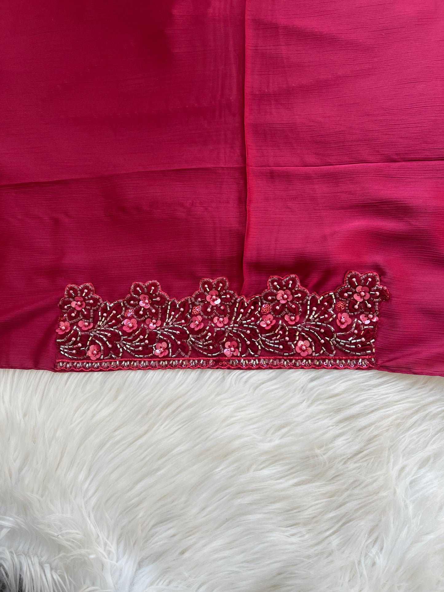 Luxury Lace-Detail Silk Party wear Hijab Maroon