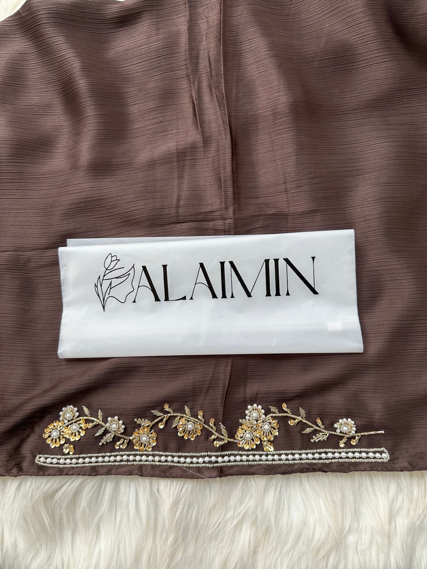 SHAM E SITARA | FESTIVE PARTY WEAR LUXURY HANDWORK DARK CHOCO HIJAB