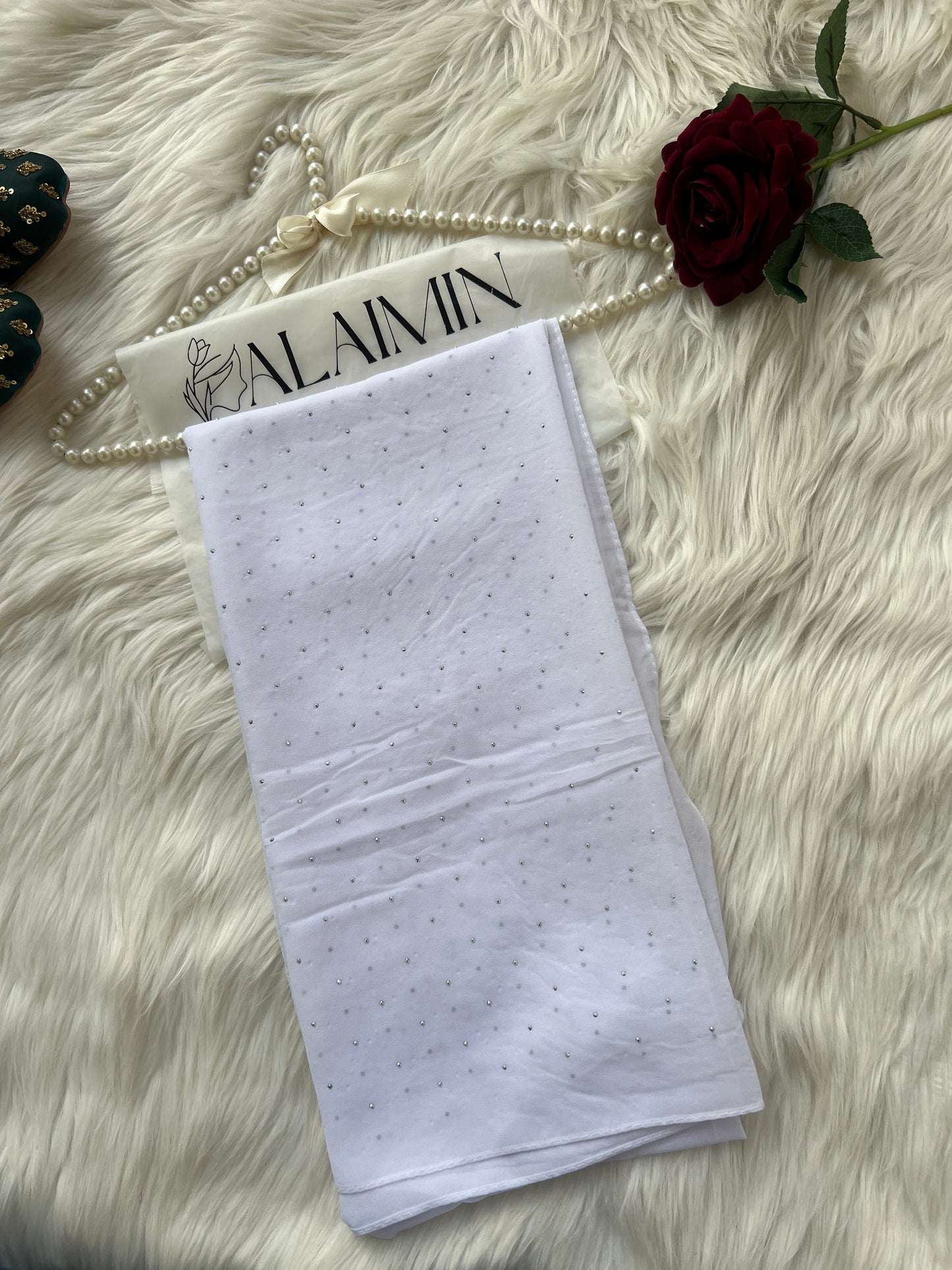 PEARL WHITE | RHINESTONE CHIFFON HIJAB