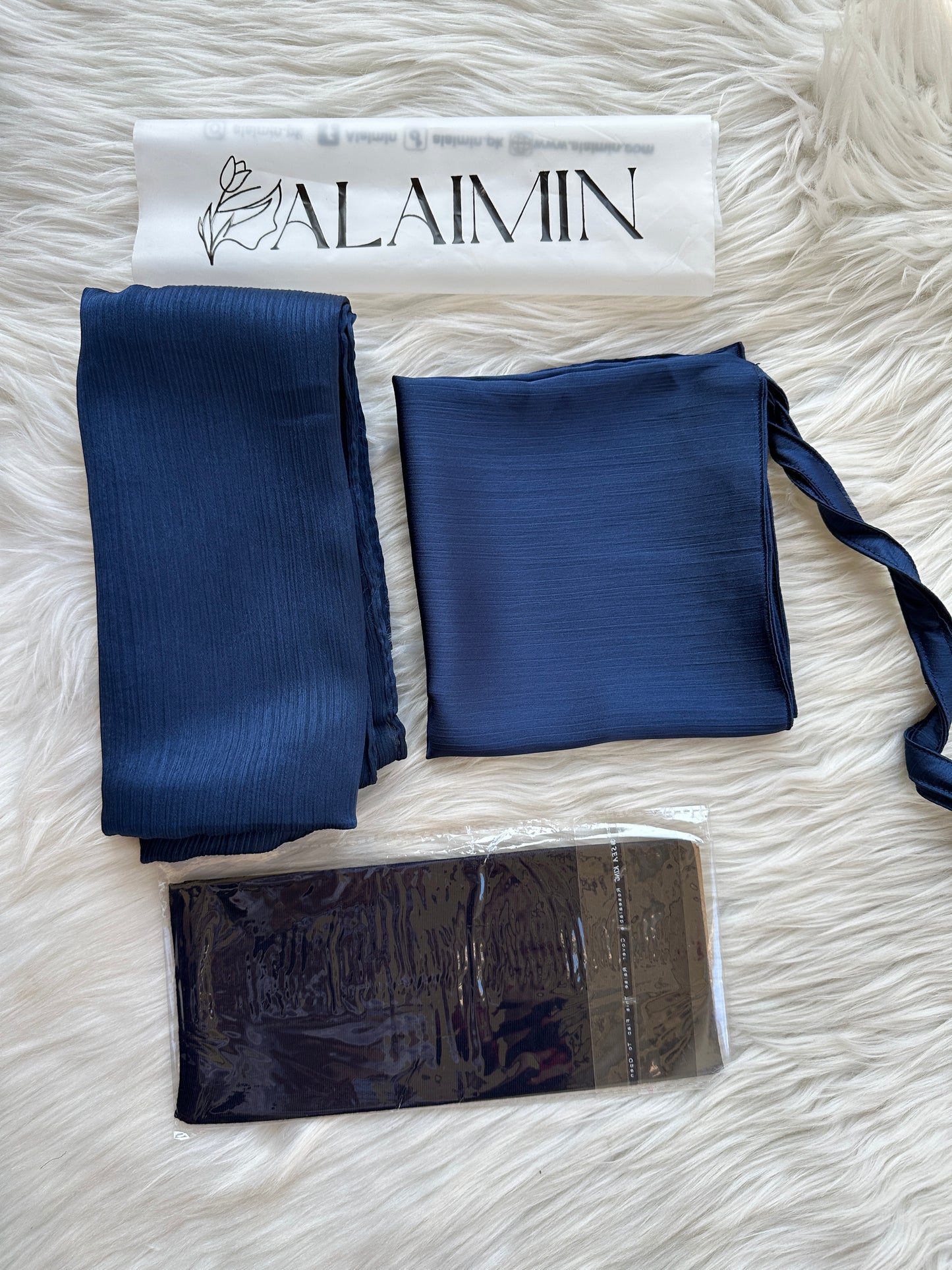 Plain Hijab, Matching Niqaab & Cap – Blue