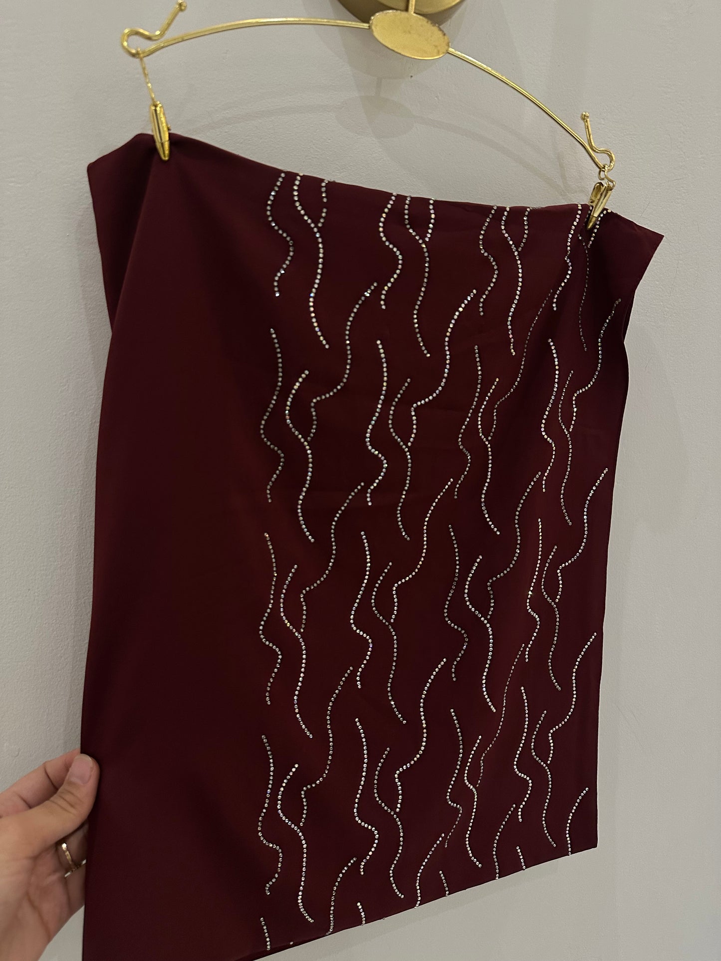 Deep Maroon Premium Fancy Stone Hijab