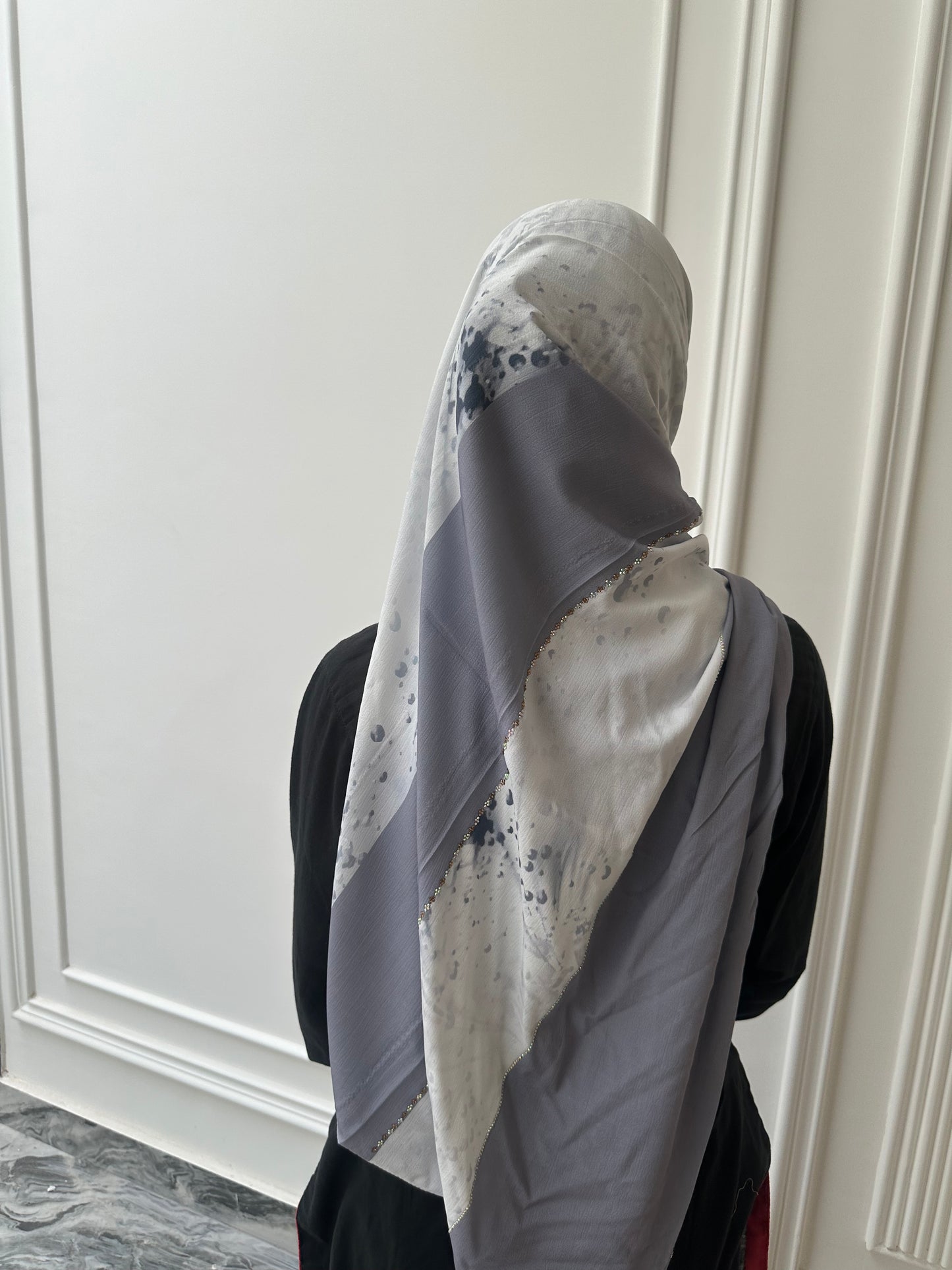BLUE GREY| LUXE SOFT RHINESTONE TURKISH HIJAB