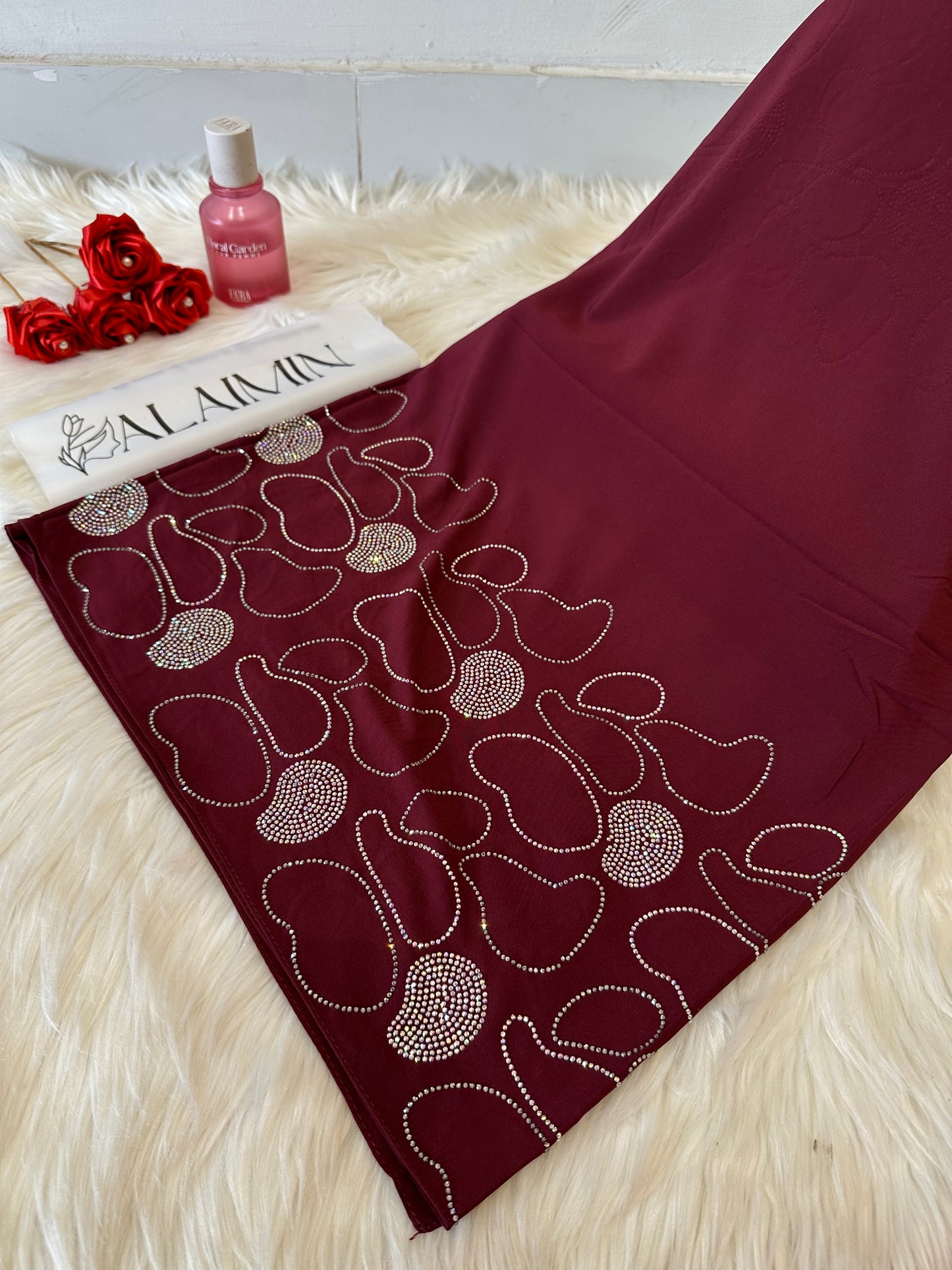 Deep Maroon Luxe Stone Hijab