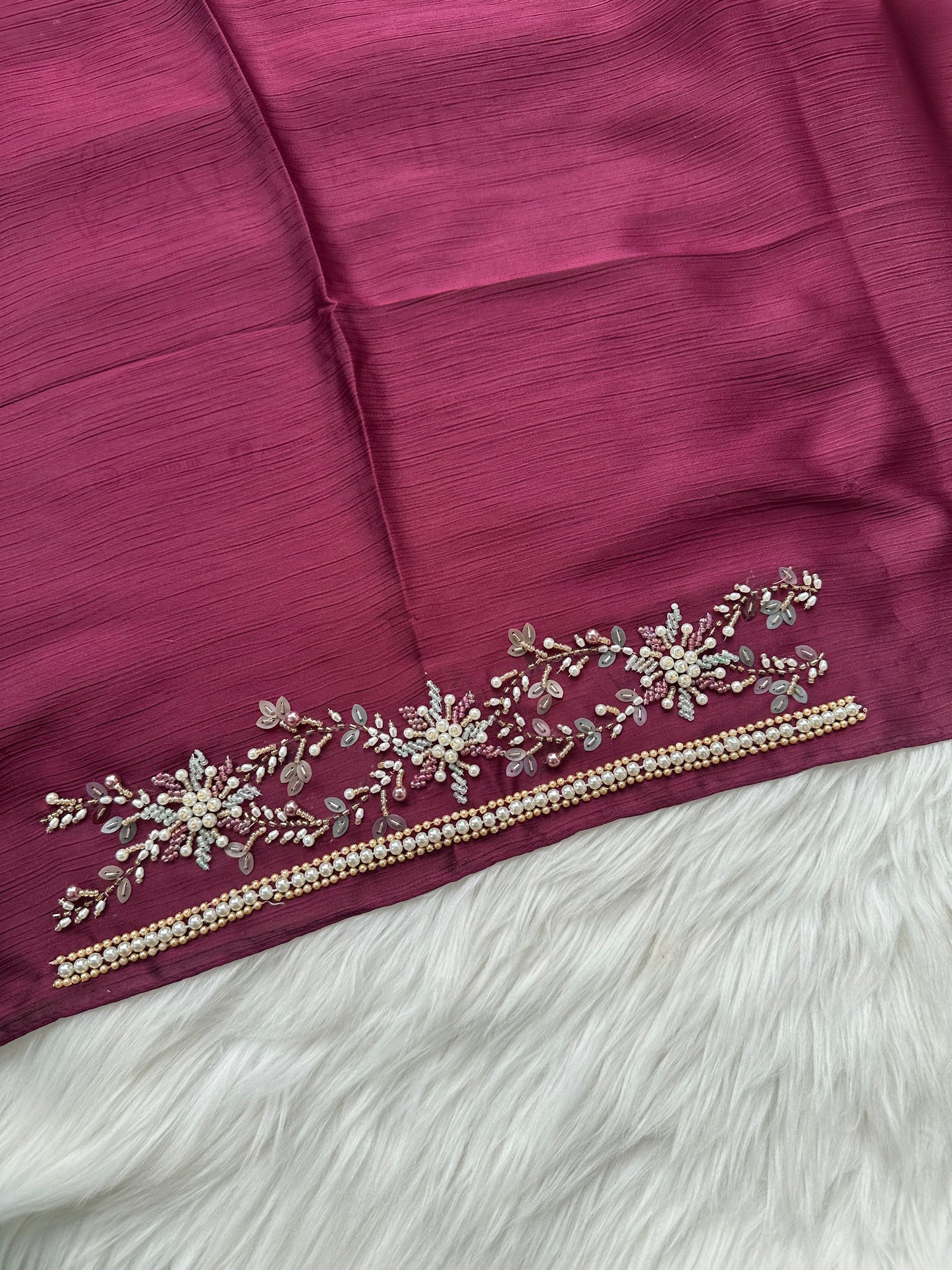 MEHR | FESTIVE HANDWORK MAGENTA HIJAB