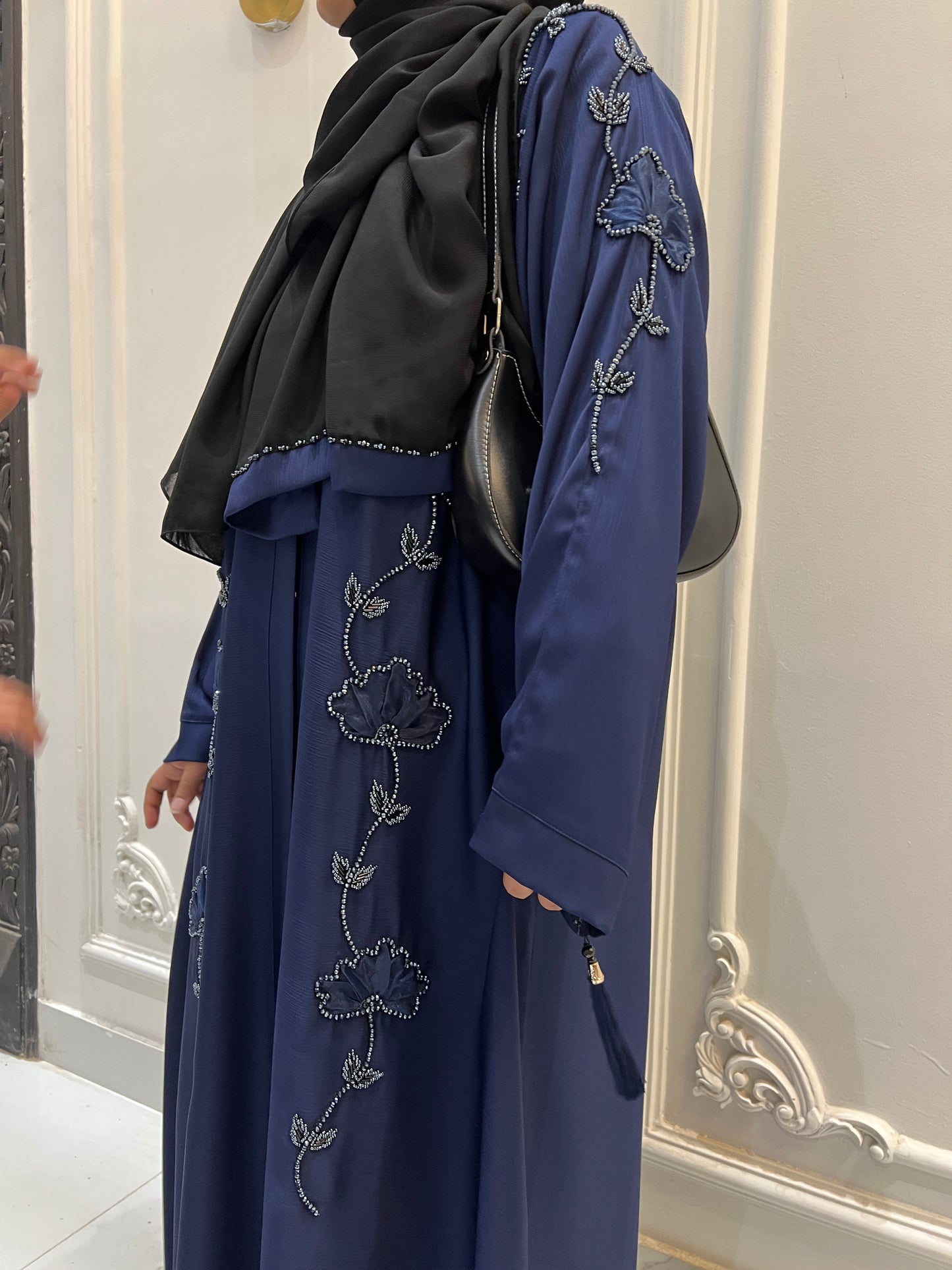 Nureya Hand Embellished Midnight Blue Abaya