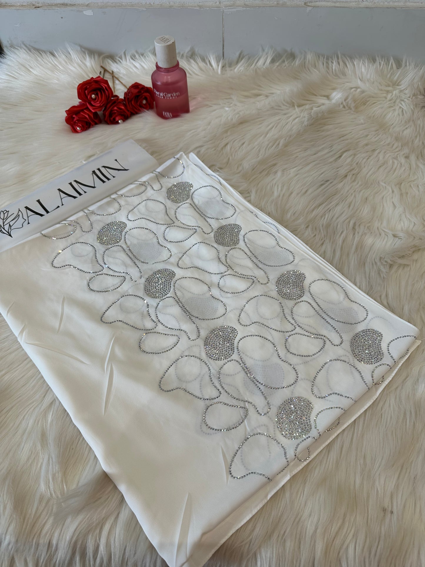 Pure White Luxe Stone Hijab
