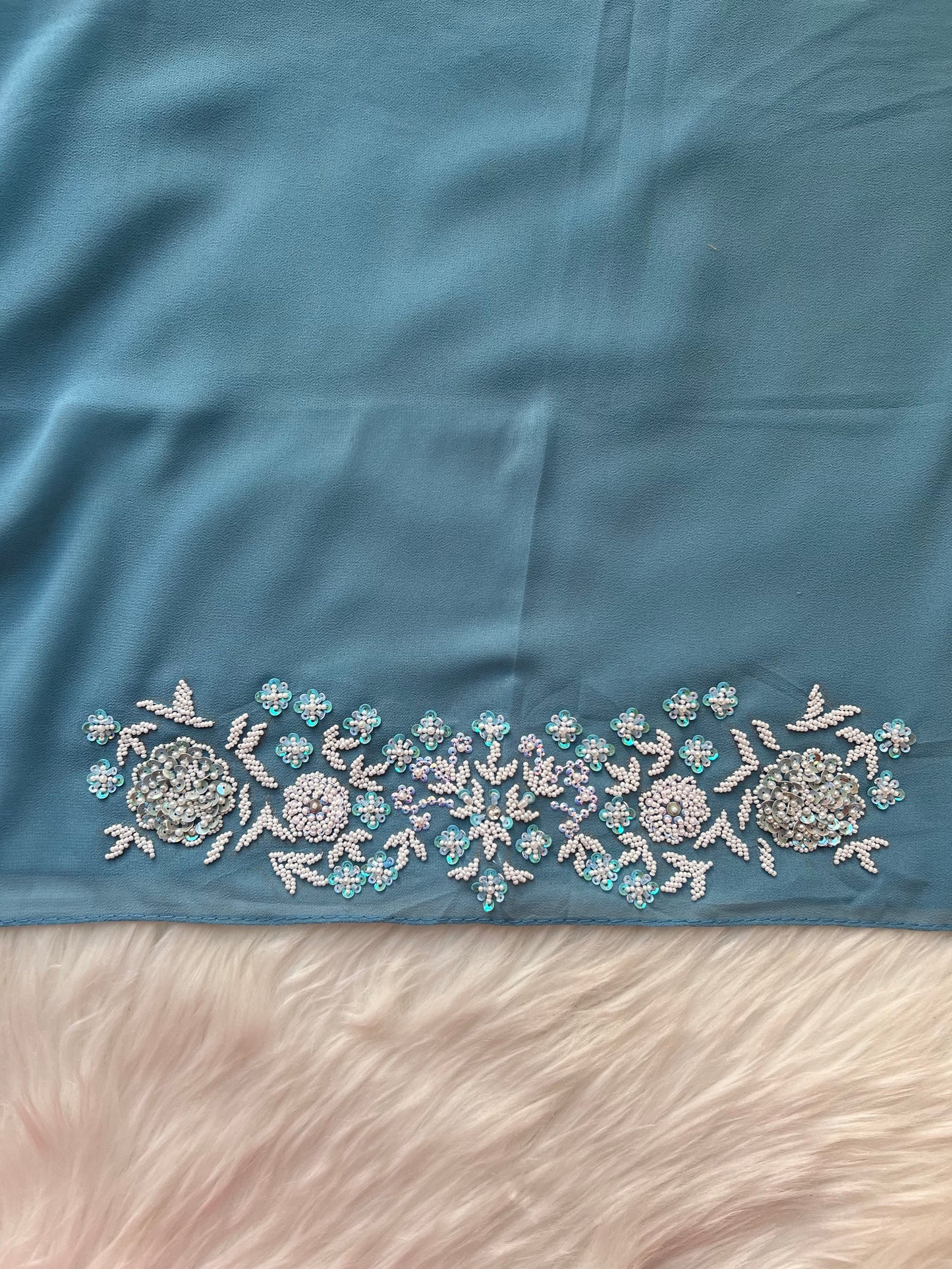 MAH E NAZ | FESTIVE PARTY WEAR LUXURY HANDWORK SKY BLUE HIJAB