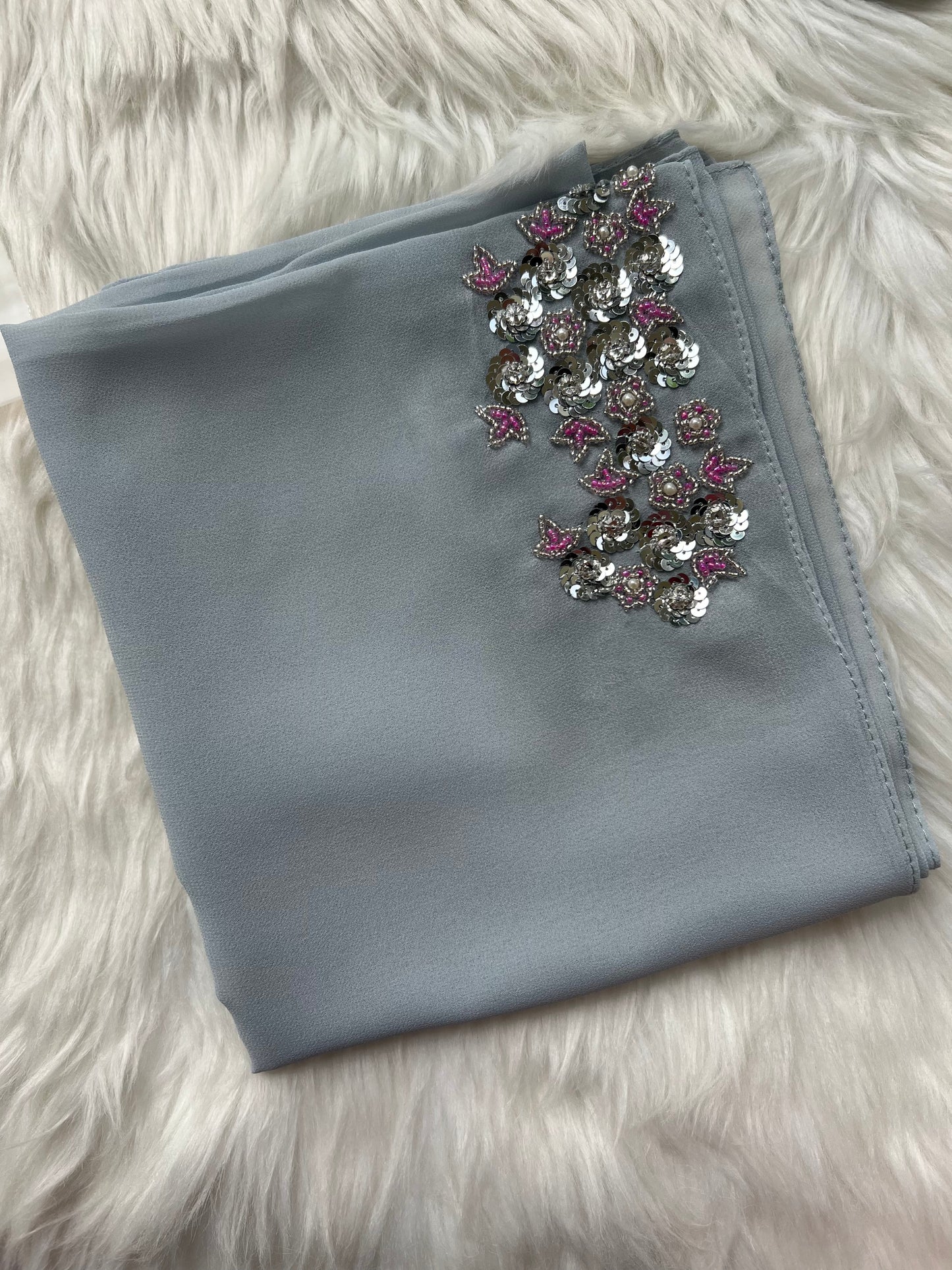 SHAGUN| FESTIVE PARTY WEAR LUXURY HANDWORK GREY HIJAB