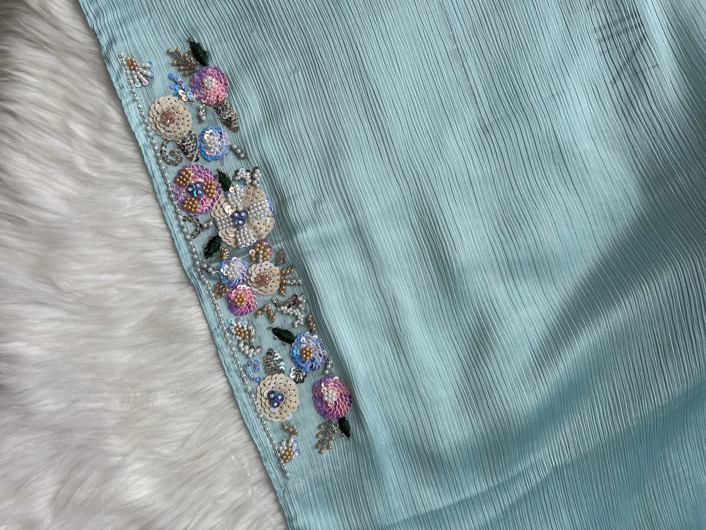 GUL E AFSHA | FESTIVE PARTY WEAR LUXURY HANDWORK SKY BLUE HIJAB