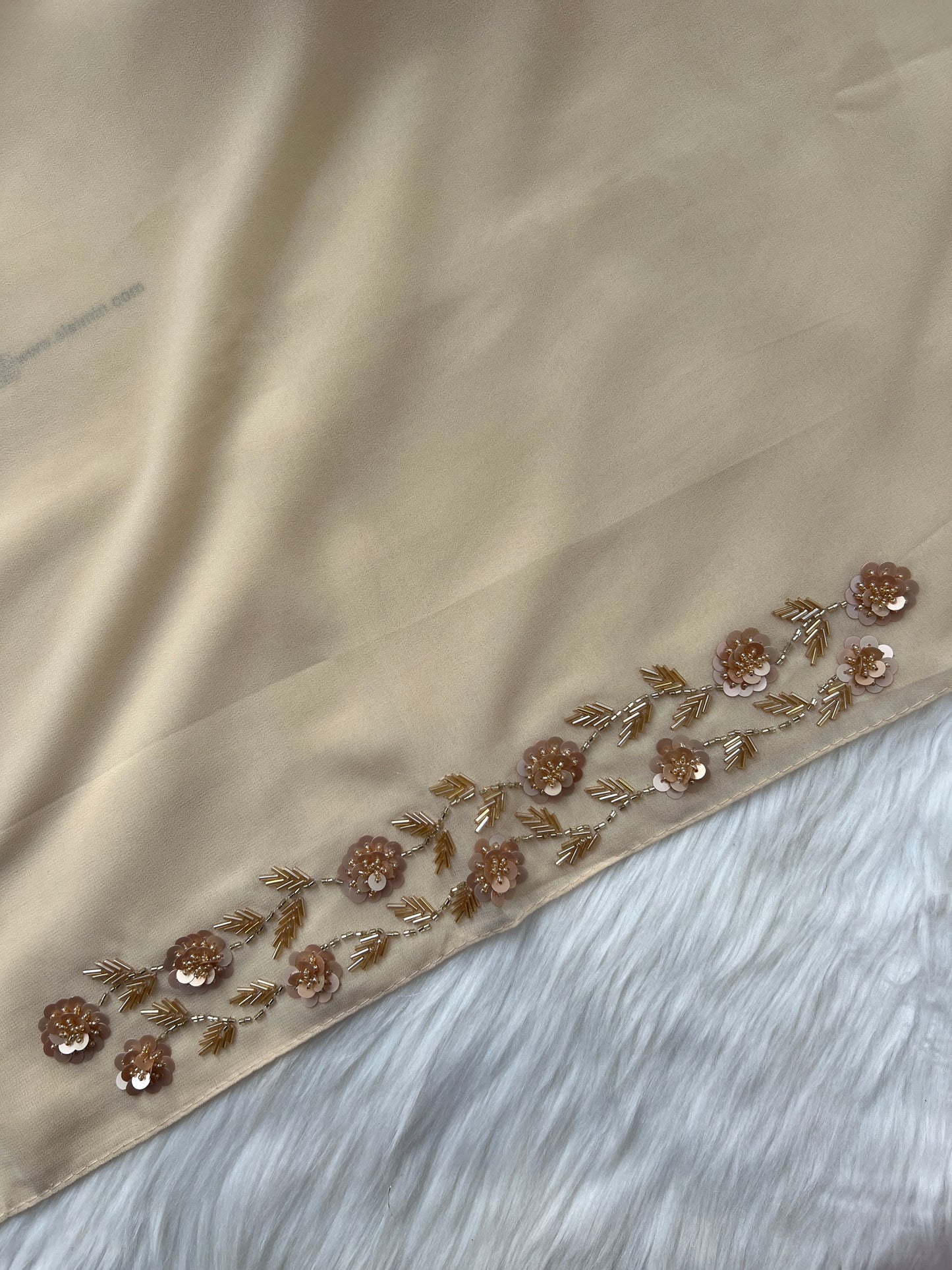 NUREYAH | FESTIVE PARTY WEAR LUXURY HANDWORK BEIGE HIJAB