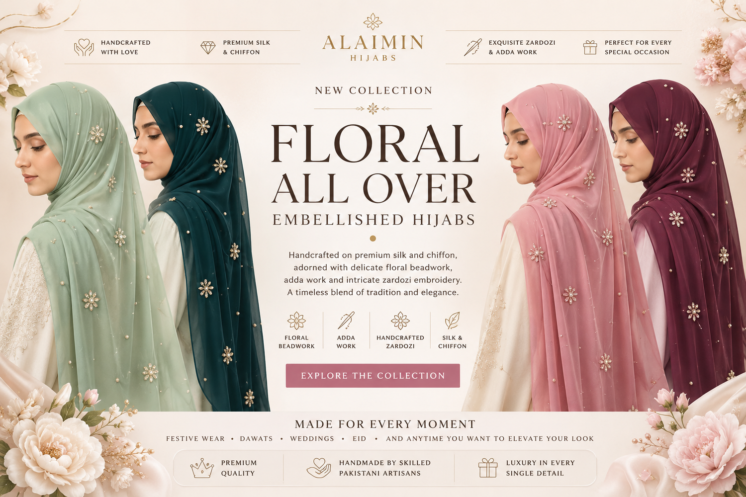 FLORAL ALL OVER EMBELLISHED HIJABS
