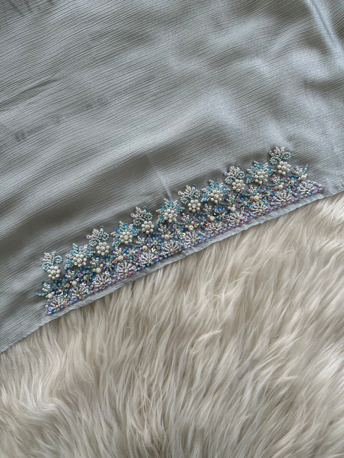 ELAYNAH | FESTIVE PARTY WEAR LUXURY HANDWORK SILVER BLUE HIJAB PARTY WEAR FOR WEDDINGS & EID