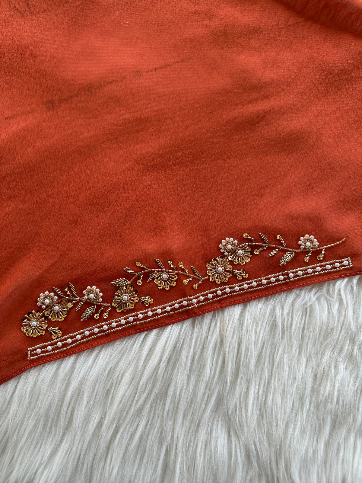SHAM E SITARA | FESTIVE PARTY WEAR LUXURY HANDWORK RUST HIJAB