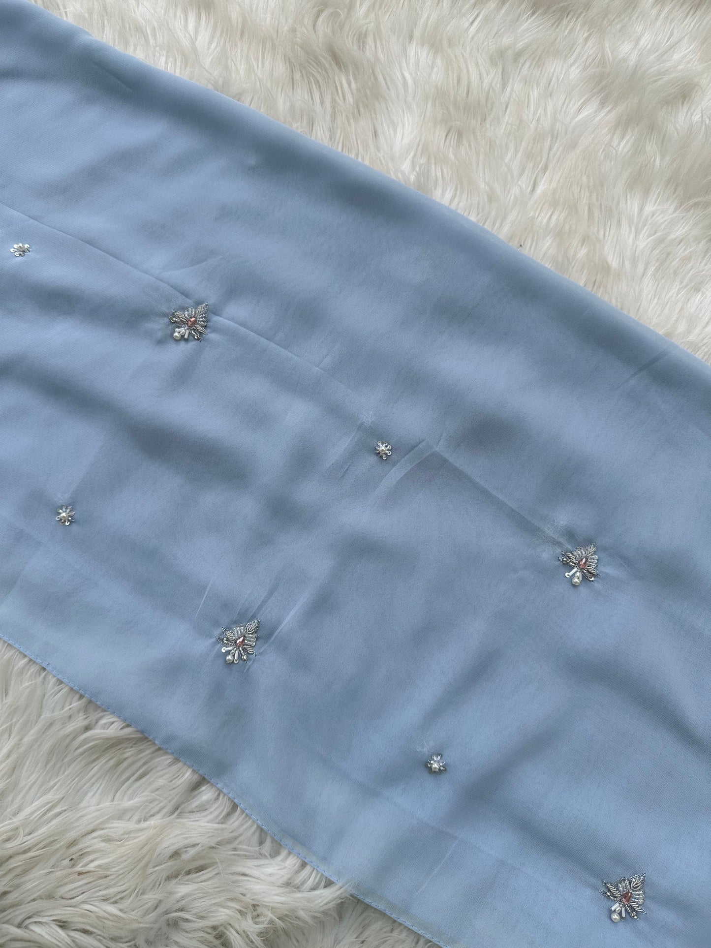 Gulbahar | Powder Blue | Signature All-Over Floral Hijab