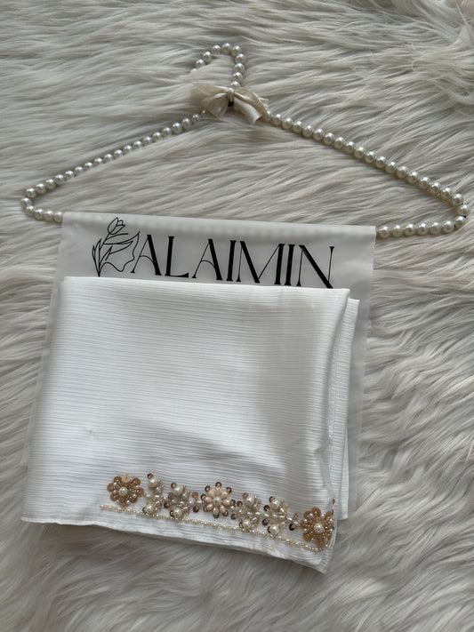 GULABO| FESTIVE PARTY WEAR LUXURY HANDWORK PURE WHITE HIJAB