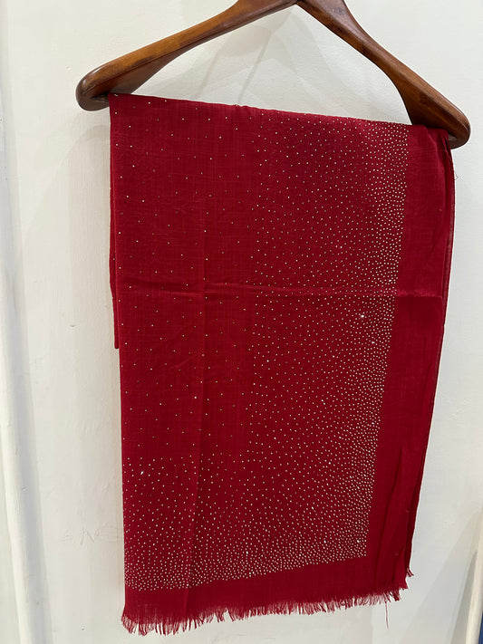 Ruby Red Stone Lawn Hijab