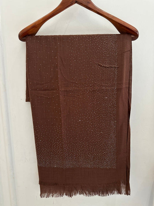 Chocolate Brown Stone Lawn Hijab