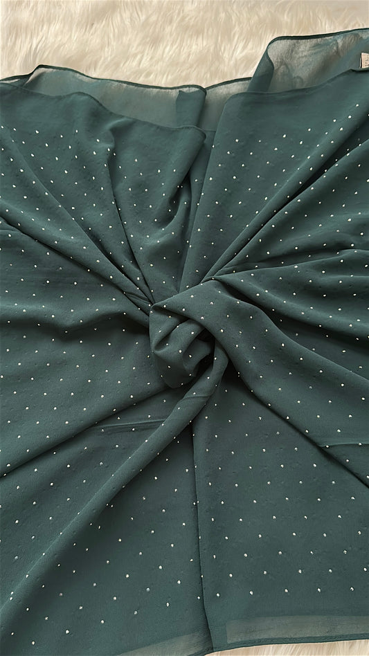 ROYAL GREEN | RHINESTONE CHIFFON HIJAB