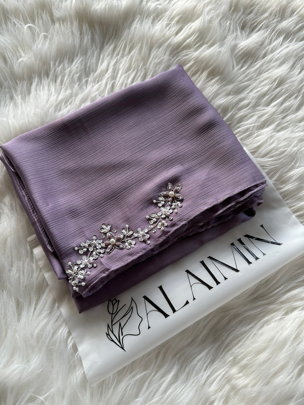ELAF | FESTIVE PARTY WEAR LUXURY HANDWORK PURPLE HIJAB PARTY WEAR FOR WEDDINGS & EID