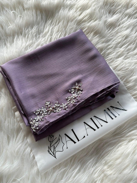 ELAF | FESTIVE PARTY WEAR LUXURY HANDWORK PURPLE HIJAB PARTY WEAR FOR WEDDINGS & EID
