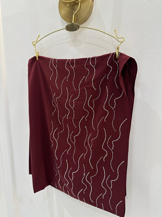 Deep Maroon Premium Fancy Stone Hijab