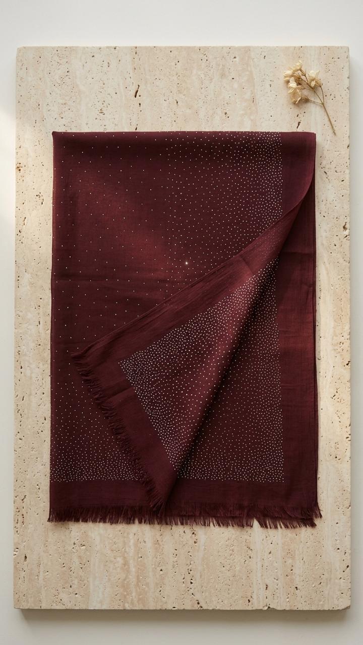 Deep Maroon Stone Lawn Hijab