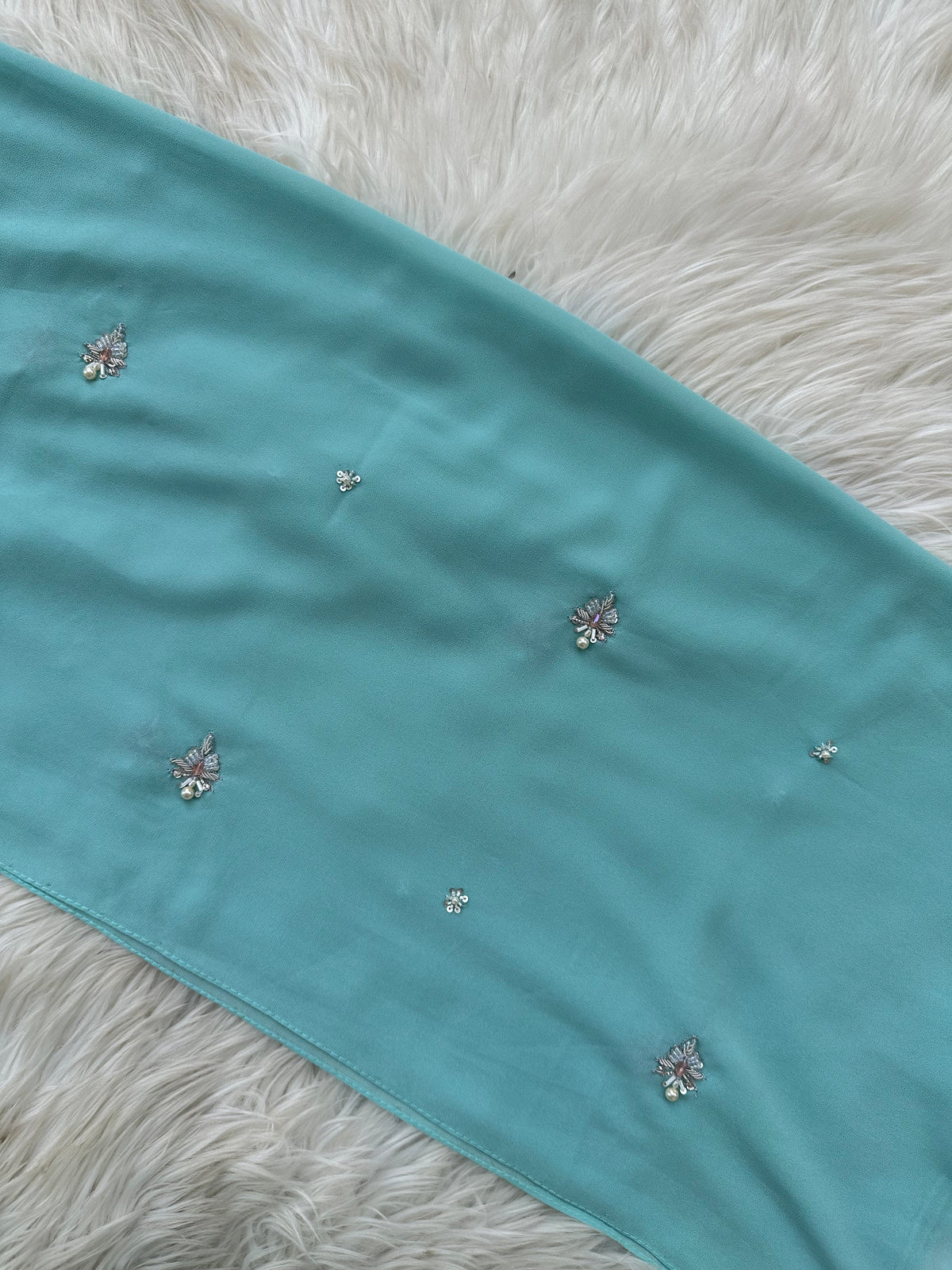 Gulbahar | Aqua | Signature All-Over Floral Hijab