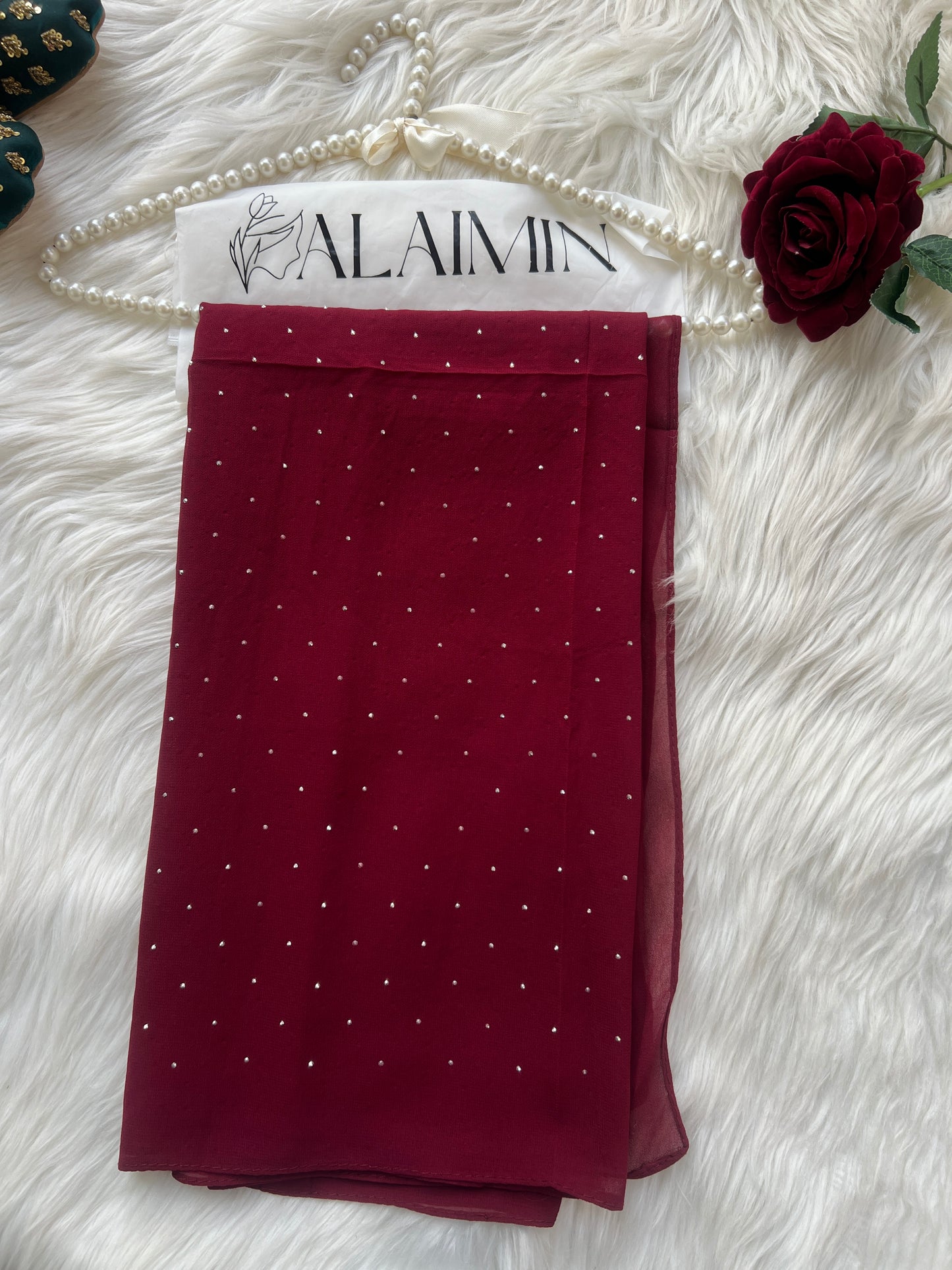 RUBY RED | RHINESTONE HIJAB