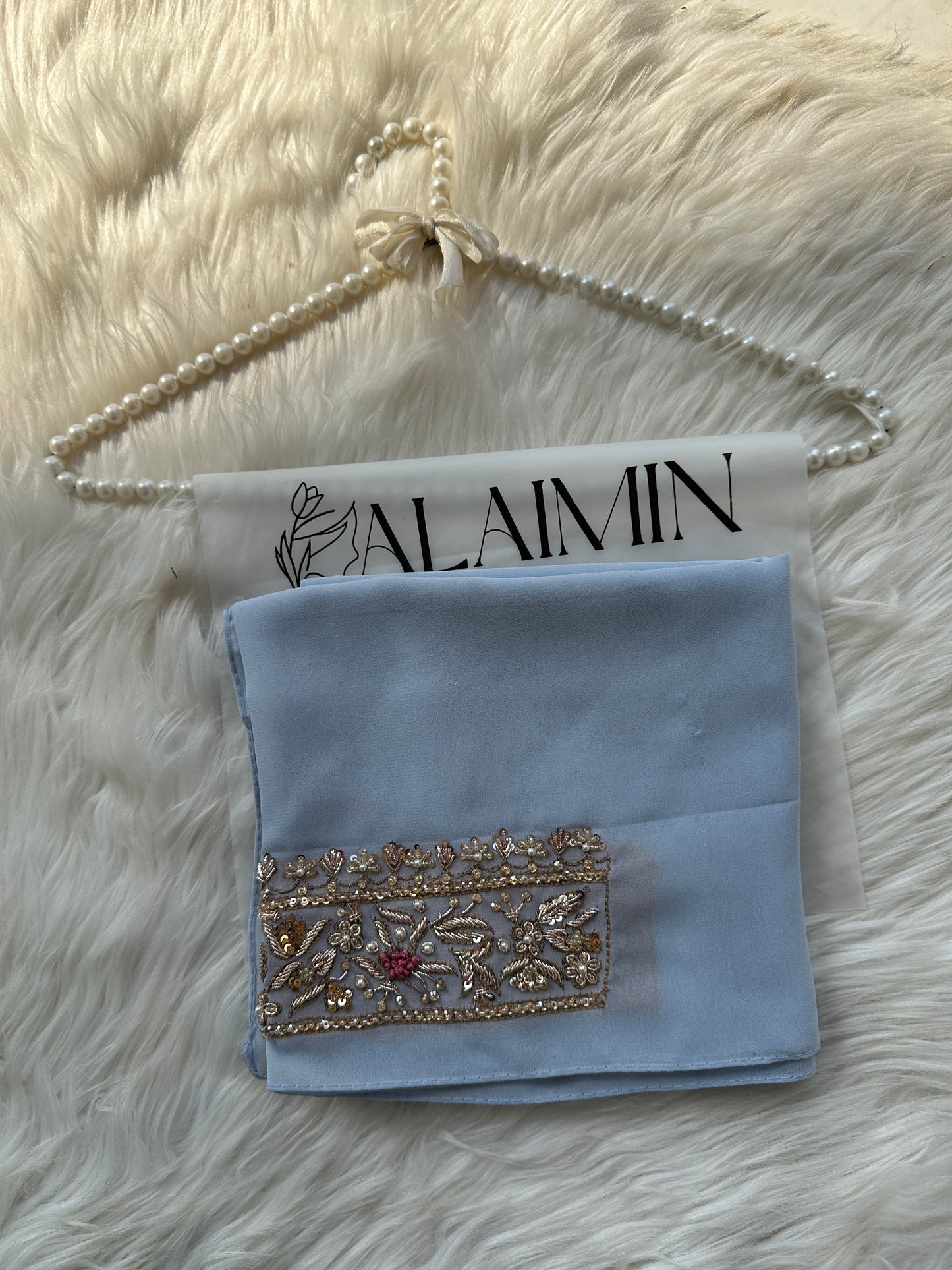 ELARA | FESTIVE PARTY WEAR LUXURY HANDWORK ICE BLUE HIJAB PARTY WEAR FOR WEDDINGS & EID