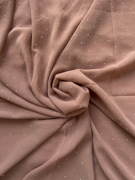 CARAMEL BEIGE | RHINESTONE CHIFFON HIJAB