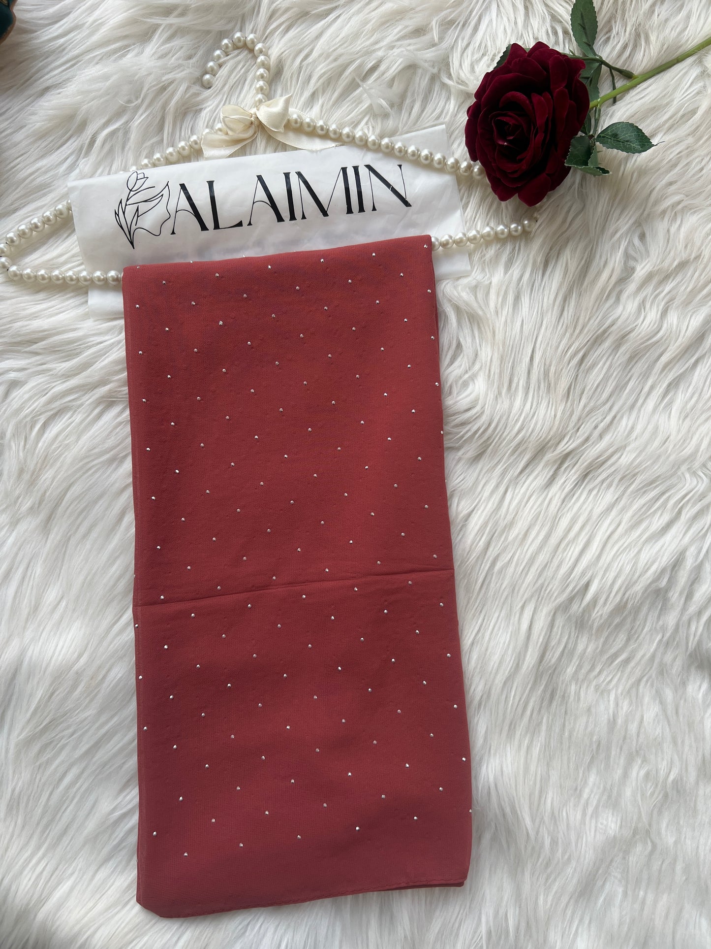 ROSE BLUSH | RHINESTONE CHIFFON HIJAB
