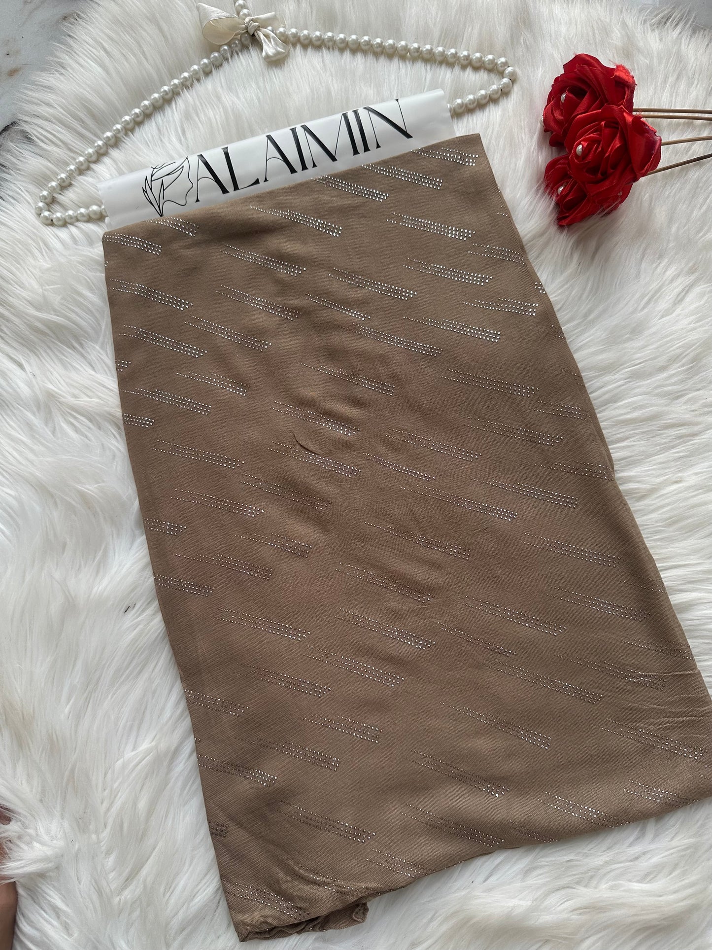 Tan Brown Sparkle Dewdrop Fancy Summer Hijab
