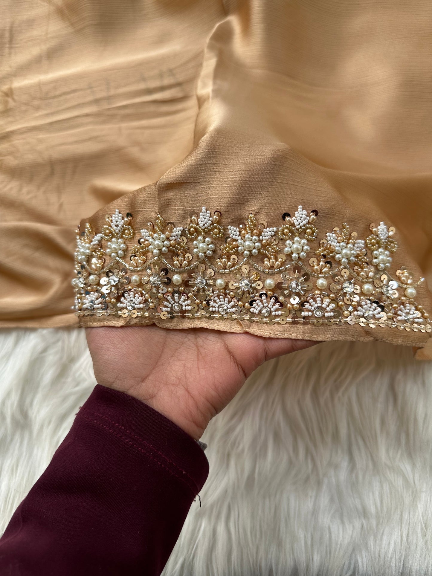 ELAYNAH | FESTIVE PARTY WEAR LUXURY HANDWORK 24K GOLDEN HIJAB PARTY WEAR FOR WEDDINGS & EID