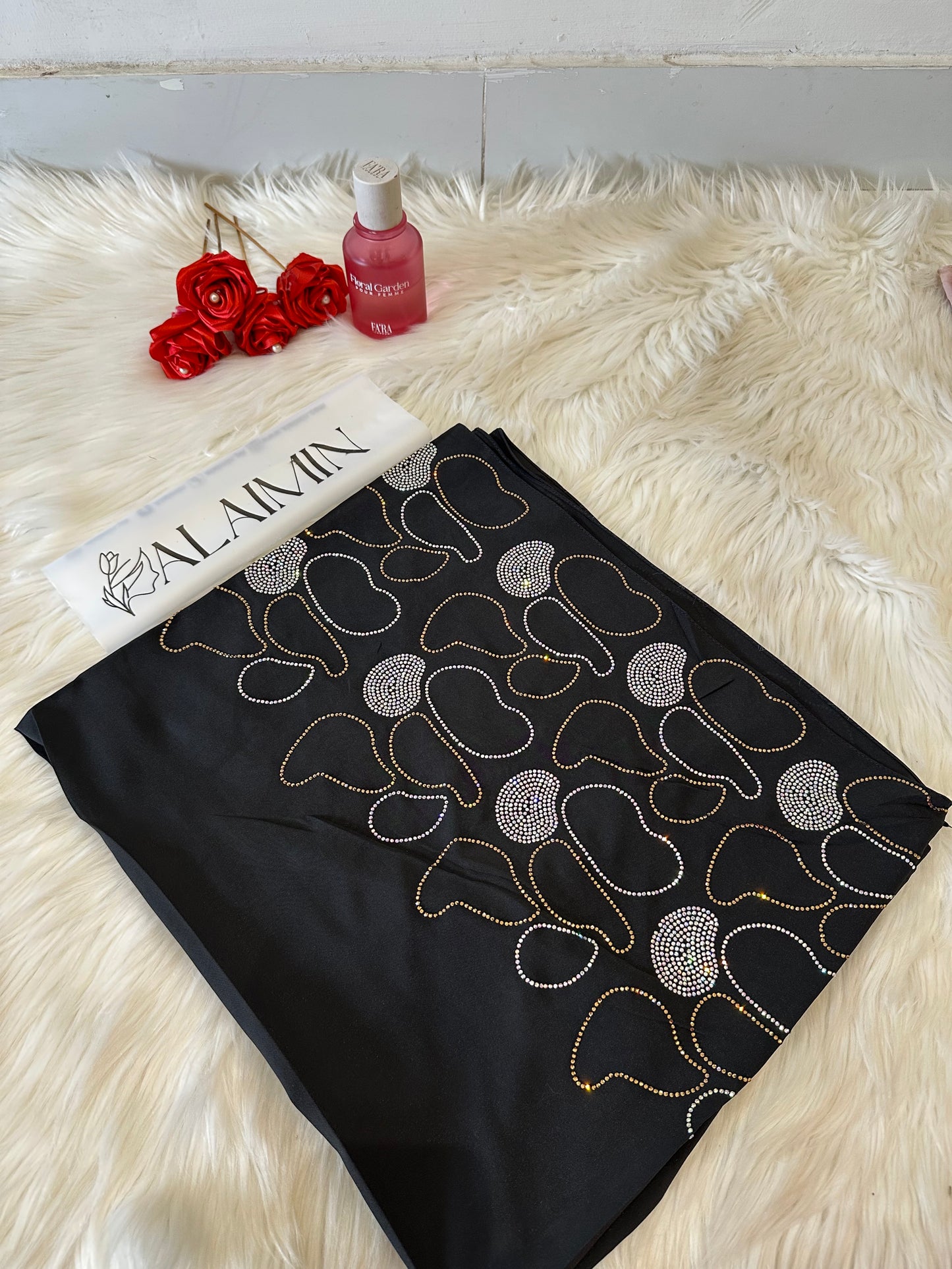 Classic Black Luxe Stone Hijab