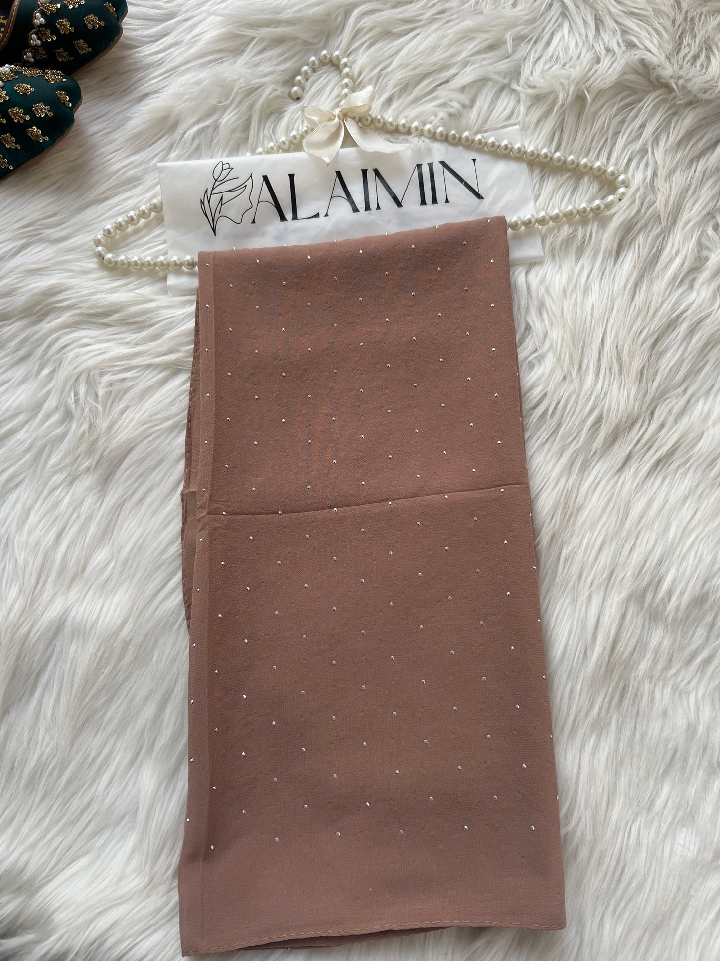 CARAMEL BEIGE | RHINESTONE CHIFFON HIJAB