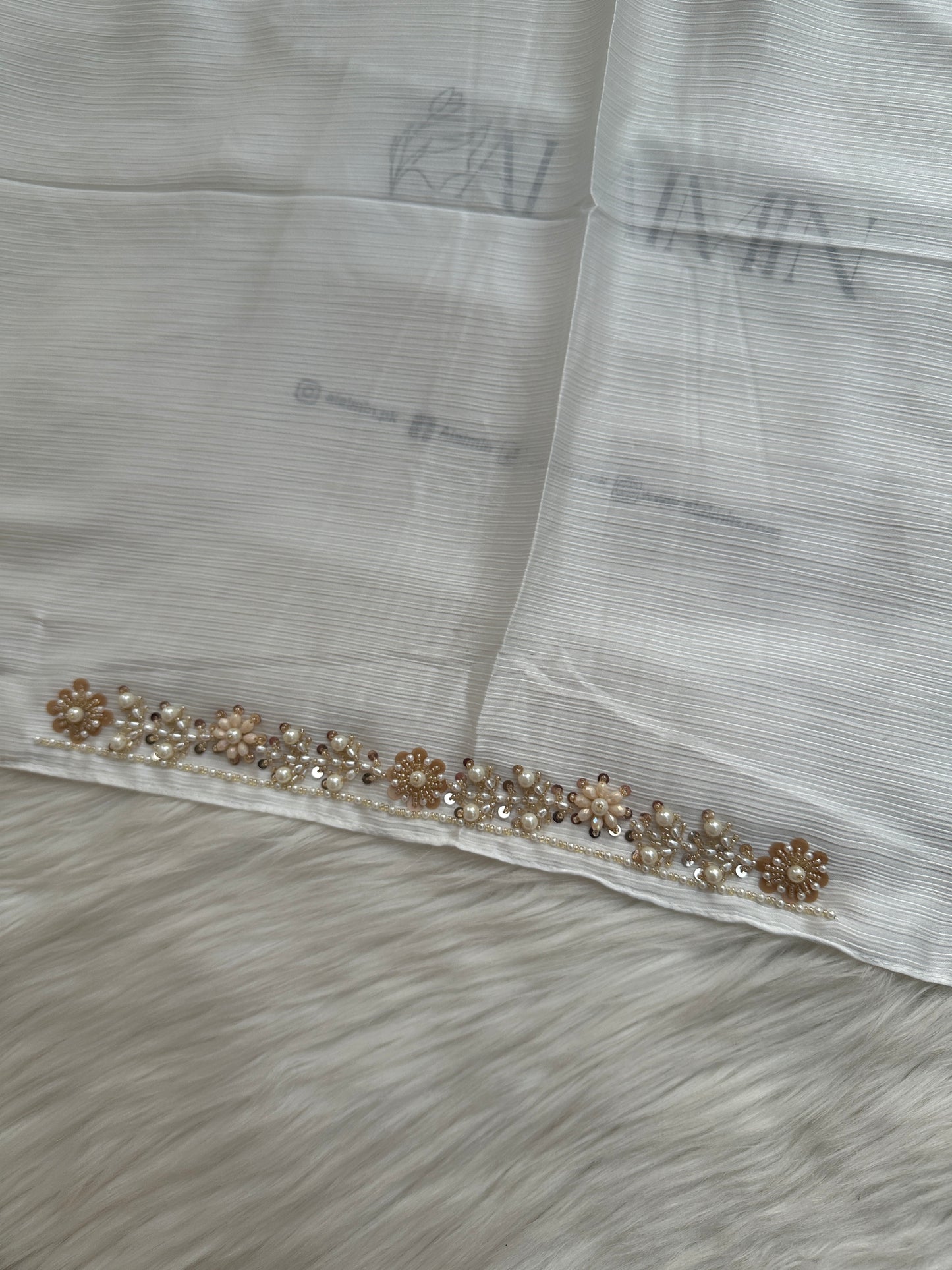 GULABO| FESTIVE PARTY WEAR LUXURY HANDWORK PURE WHITE HIJAB