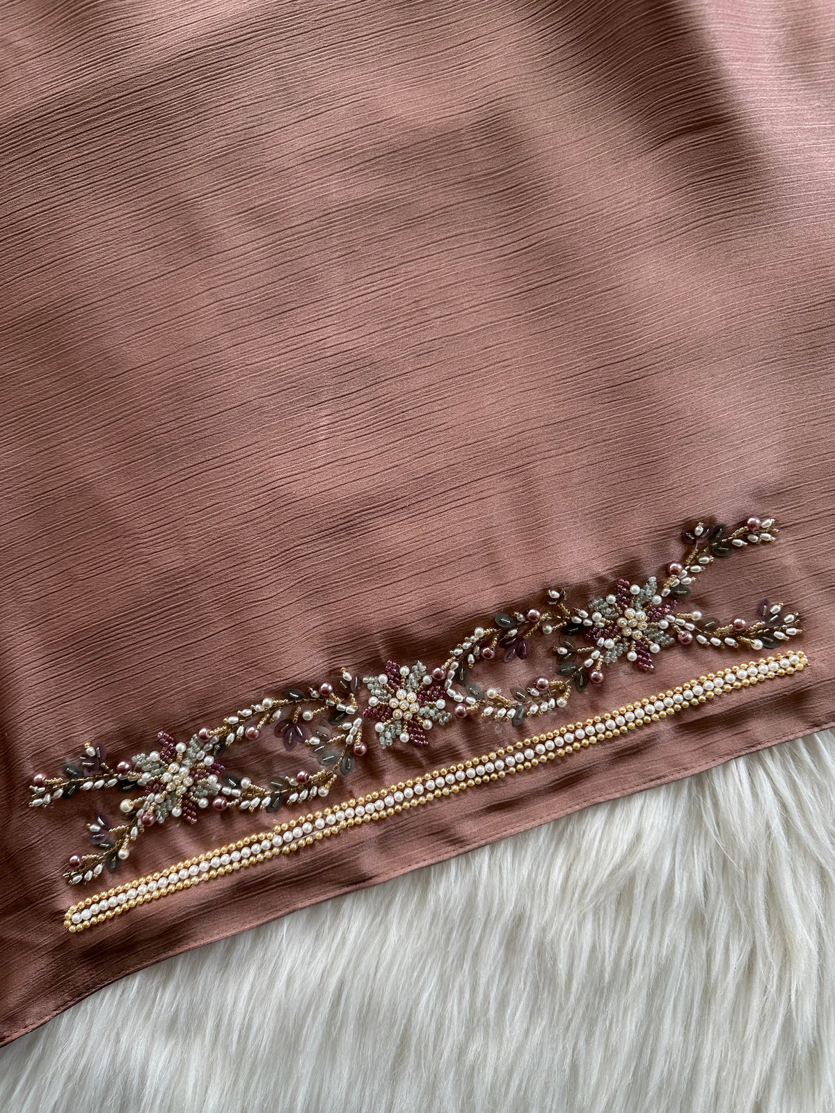 MEHR | FESTIVE HANDWORK LIGHT BROWN HIJAB