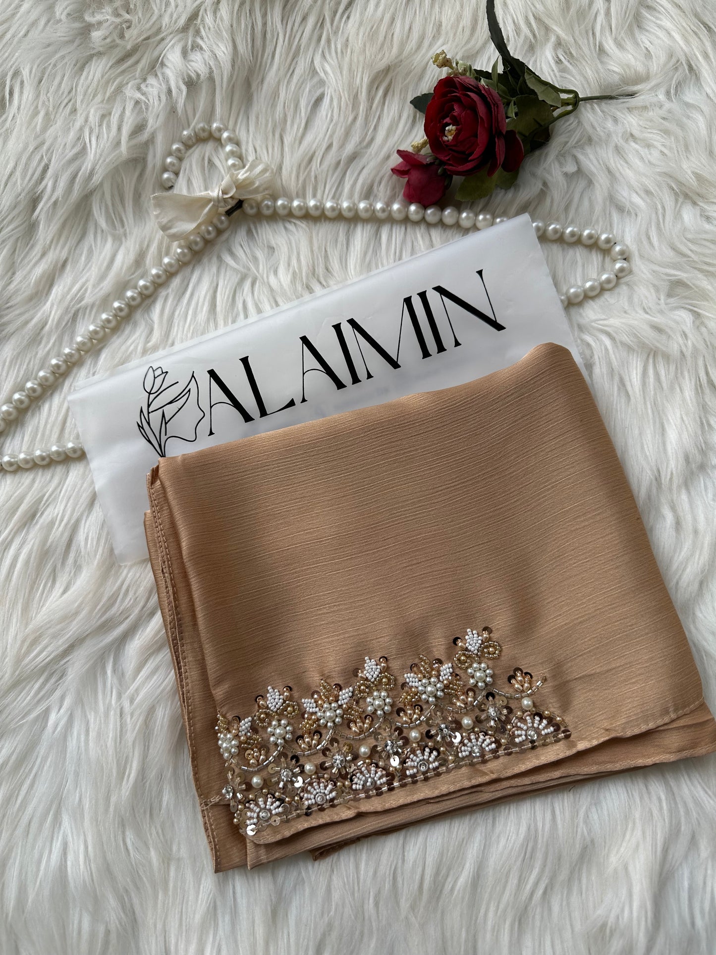 ELAYNAH | FESTIVE PARTY WEAR LUXURY HANDWORK 24K GOLDEN HIJAB PARTY WEAR FOR WEDDINGS & EID