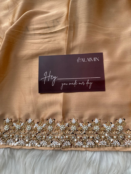 ELAYNAH | FESTIVE PARTY WEAR LUXURY HANDWORK 24K GOLDEN HIJAB PARTY WEAR FOR WEDDINGS & EID